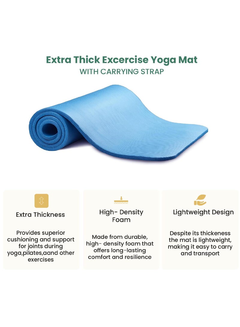 REST Yoga Mat Non Slip, Yoga Mat with Strap Included 10mm Thick Exercise Mat Ideal for HiiT, Pilates, Yoga and Many Other Home Workouts, Blue - Image 5